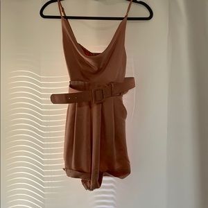 Light coral silk shorts romper